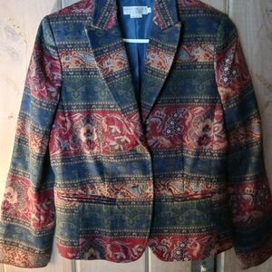NAPA VALLEY Women's Blazer Size 6P Paisley Southwestern Tapestry Boho